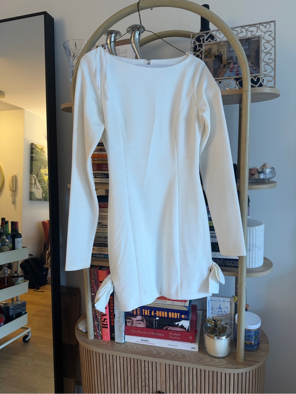 Lulu's White Long-Sleeve Mini Dress with Side Ties